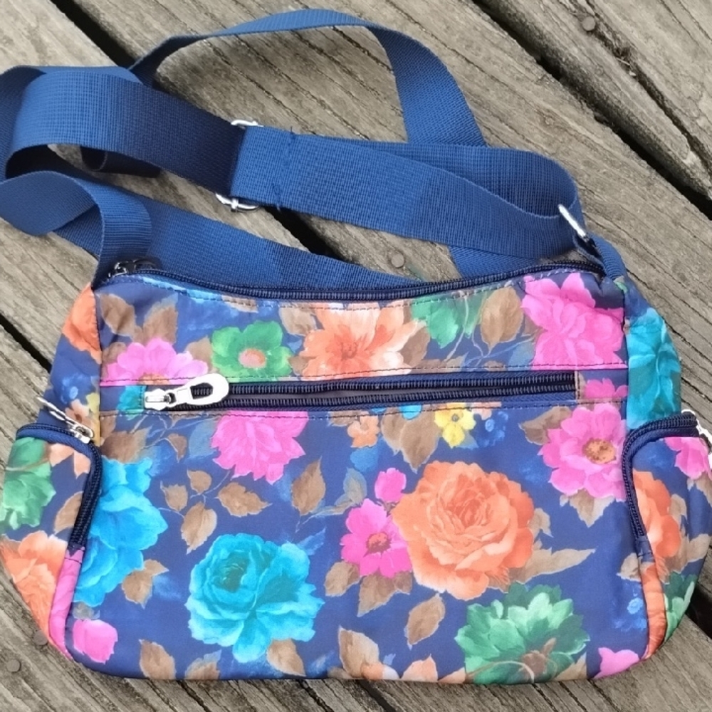 RUIMOTI Floral Crossbody Bag in Navy with Pink & Blue Flowers - Picture 6 of 6